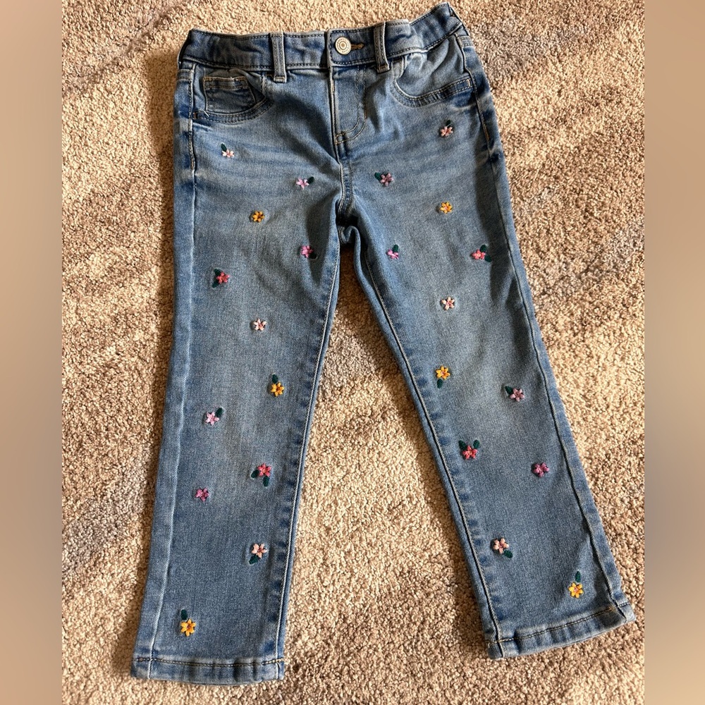 Toddler Floral Jeans 4T (adjustable waist)